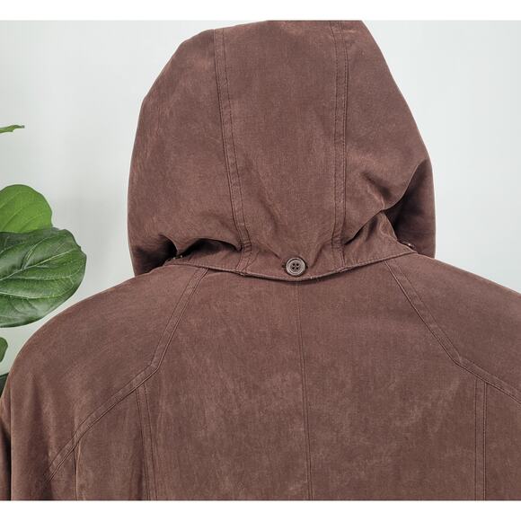 Preswick & Moore Womens Brown Detachable Interior Lining Hooded Nylon Jacket L - Picture 5 of 12